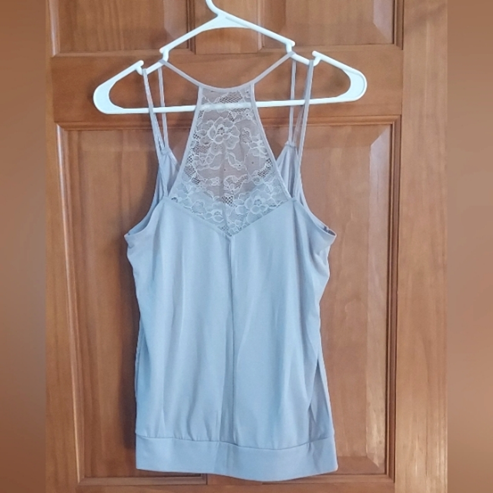 MAURICES Dusty Plum Spaghetti Strap Halter Camisole Size Small Chiffon & Lace